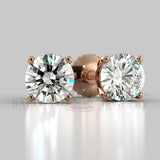 Natural Diamond Round Cut Earrings (2 X 0.4 Ct) - 14K Rose Gold