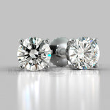 Natural Diamond Round Cut Earrings (2 X 0.4 Ct) - 14K White Gold
