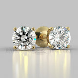 Natural Diamond Round Cut Earrings (2 X 0.4 Ct) - 14K  Yellow Gold