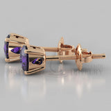 Amethyst Round Cut Earrings (2 X 0.5 Ct) - 14K Rose Gold