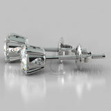Natural Diamond Round Cut Earrings (2 X 0.4 Ct) - 14K White Gold