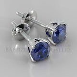 Blue Sapphire Round Cut Earrings (2 X 0.4 Ct) - 14K White Gold