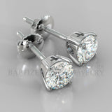 Natural Diamond Round Cut Earrings (2 X 0.4 Ct) - 14K White Gold