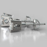 Natural Diamond Princess Cut Earrings (2 X 0.4 Ct) - 14K White Gold