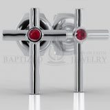Ruby Simple Cross Earrings (2 X 0.04 Ct) - 14K White Gold