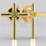 Fancy Yellow Diamond Simple Cross Earrings (2 X 0.04 Ct) - 14K Yellow Gold