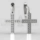 Naturald Diamond Classic Cross Earrings  - 14K White Gold