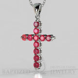 Ruby Classic Cross Pendant In 14K Gold (1.25 Ctw) - 14K White Gold