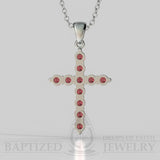 Classic Cross Pendant With Ruby (Clarity Enhanced) (1.25 Carat). - Sterling Silver 925