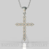 Classic Cross Pendant With Cubic Zirconia (0.65 Carat). - Sterling Silver 925