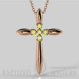 Fancy Yellow Diamonds Slender Cross Pendant In 14K Gold (0.15 Ctw) - 14K Rose Gold
