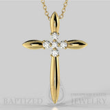 Natural Diamonds Slender Cross Pendant In 14K Gold (0.15 Ctw) - 14K Yellow Gold
