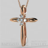 Natural Diamonds Slender Cross Pendant In 14K Gold (0.15 Ctw) - 14K Rose Gold