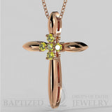 Fancy Yellow Diamonds Slender Cross Pendant In 14K Gold (0.15 Ctw) - 14K Rose Gold