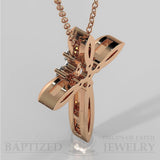 Natural Diamonds Slender Cross Pendant In 14K Gold (0.15 Ctw) - 14K Rose Gold