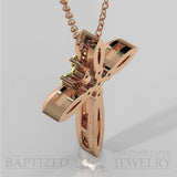 Fancy Yellow Diamonds Slender Cross Pendant In 14K Gold (0.15 Ctw) - 14K Rose Gold