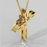 Ruby Slender Cross Pendant In 14K Gold (0.15 Ctw) - 14K Yellow Gold