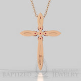 Ruby Slender Cross Pendant In 14K Gold (0.15 Ctw) - 14K Rose Gold