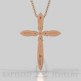 Natural Diamonds Slender Cross Pendant In 14K Gold (0.15 Ctw) - 14K Rose Gold
