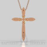 Fancy Yellow Diamonds Slender Cross Pendant In 14K Gold (0.15 Ctw) - 14K Rose Gold