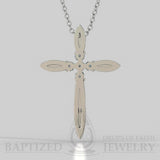 Natural Diamonds Slender Cross Pendant In 14K Gold (0.15 Ctw) - 14K White Gold