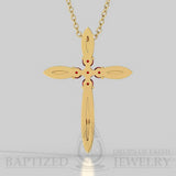 Ruby Slender Cross Pendant In 14K Gold (0.15 Ctw) - 14K Yellow Gold