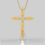 Natural Diamonds Slender Cross Pendant In 14K Gold (0.15 Ctw) - 14K Yellow Gold