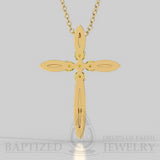Fancy Yellow Diamonds Slender Cross Pendant In 14K Gold (0.15 Ctw) - 14K Yellow Gold