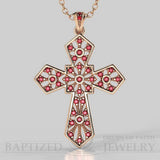 Ruby Wide Cross Pendant In 14K Gold (0.35 Ctw) - 14K Rose Gold