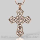 Natural Diamonds Wide Cross Pendant In 14K Gold (0.35 Ctw) - 14K Rose Gold