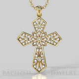 Natural Diamonds Wide Cross Pendant In 14K Gold (0.35 Ctw) - 14K Yellow Gold