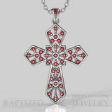 Ruby Wide Cross Pendant In 14K Gold (0.35 Ctw) - 14K White Gold