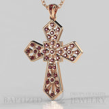 Ruby Wide Cross Pendant In 14K Gold (0.35 Ctw) - 14K Rose Gold