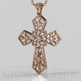 Natural Diamonds Wide Cross Pendant In 14K Gold (0.35 Ctw) - 14K Rose Gold