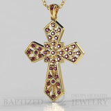 Ruby Wide Cross Pendant In 14K Gold (0.35 Ctw) - 14K Yellow Gold