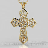 Natural Diamonds Wide Cross Pendant In 14K Gold (0.35 Ctw) - 14K Yellow Gold