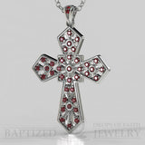 Ruby Wide Cross Pendant In 14K Gold (0.35 Ctw) - 14K White Gold