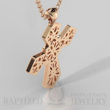 Ruby Wide Cross Pendant In 14K Gold (0.35 Ctw) - 14K Rose Gold