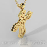 Natural Diamonds Wide Cross Pendant In 14K Gold (0.35 Ctw) - 14K Yellow Gold
