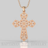 Blue Sapphire Wide Cross Pendant In 14K Gold (0.35 Ctw) - 14K Rose Gold