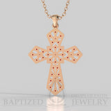 Ruby Wide Cross Pendant In 14K Gold (0.35 Ctw) - 14K Rose Gold