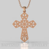 Natural Diamonds Wide Cross Pendant In 14K Gold (0.35 Ctw) - 14K Rose Gold
