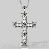 Natural Diamonds Knotted Cross Pendant In 14K Gold (0.35 Ctw) - 14K White Gold