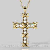 Natural Diamonds Knotted Cross Pendant In 14K Gold (0.35 Ctw) - 14K Yellow Gold
