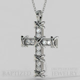 Natural Diamonds Knotted Cross Pendant In 14K Gold (0.35 Ctw) - 14K White Gold