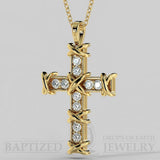 Natural Diamonds Knotted Cross Pendant In 14K Gold (0.35 Ctw) - 14K Yellow Gold