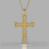 Natural Diamonds Knotted Cross Pendant In 14K Gold (0.35 Ctw) - 14K Yellow Gold