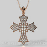 Natural Diamonds Wide Full Cross Pendant In 14K Gold (0.95 Ctw) - 14K Rose Gold