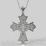 Natural Diamonds Wide Full Cross Pendant In 14K Gold (0.95 Ctw) - 14K White Gold