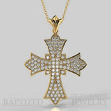 Natural Diamonds Wide Full Cross Pendant In 14K Gold (0.95 Ctw) - 14K Yellow Gold